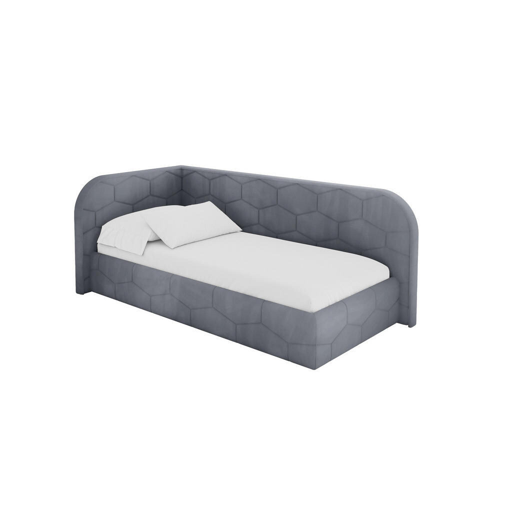 ALTDECOR JEDNOLŮŽKOVÁ POSTEL pro mládež s úložným prostorem a matrací H3/H4, vpravo - JAXY 80x200 šedá