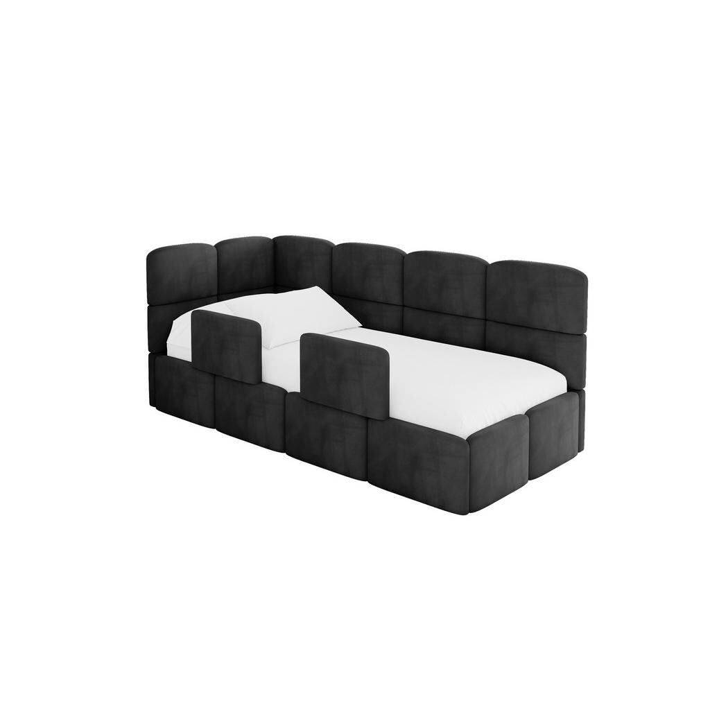 ALTDECOR JEDNOLŮŽKOVÁ POSTEL pro mládež s úložným prostorem a matrací H3/H4, vpravo - KIVY 90x200 černá