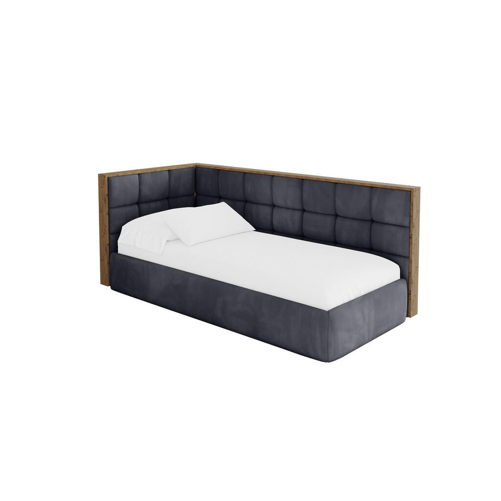 ALTDECOR JEDNOLŮŽKOVÁ POSTEL pro mládež s úložným prostorem a matrací H3/H4, vpravo - SOVY 80x200 tmavě šedá