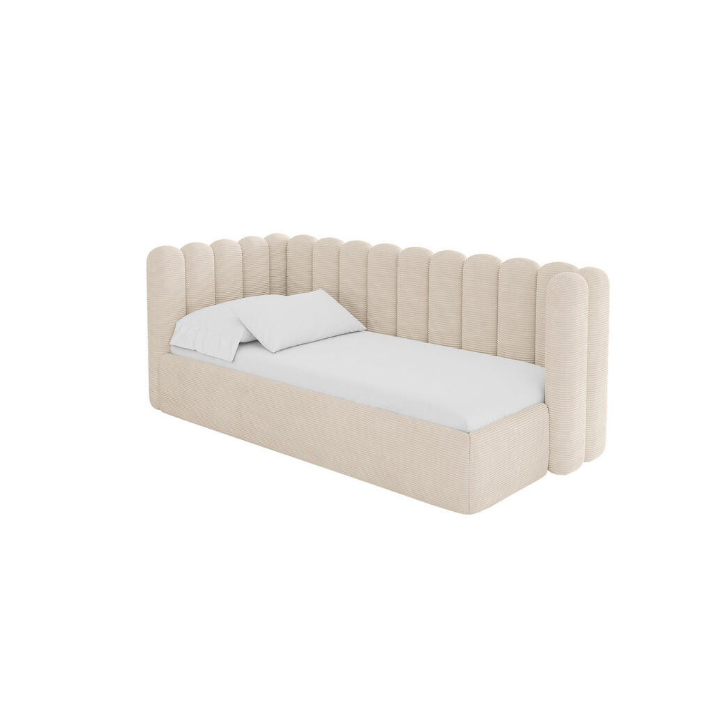 ALTDECOR JEDNOLŮŽKOVÁ POSTEL pro mládež s úložným prostorem a matrací H3/H4, vpravo - HUGY 80x200 béžová