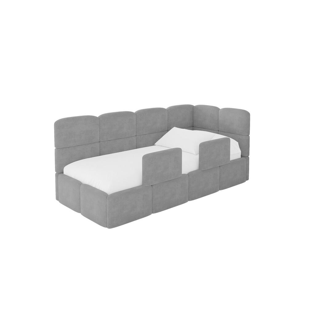 ALTDECOR JEDNOLŮŽKOVÁ POSTEL pro mládež s úložným prostorem a matrací H3/H4, vlevo - KIVY 80x200 šedá