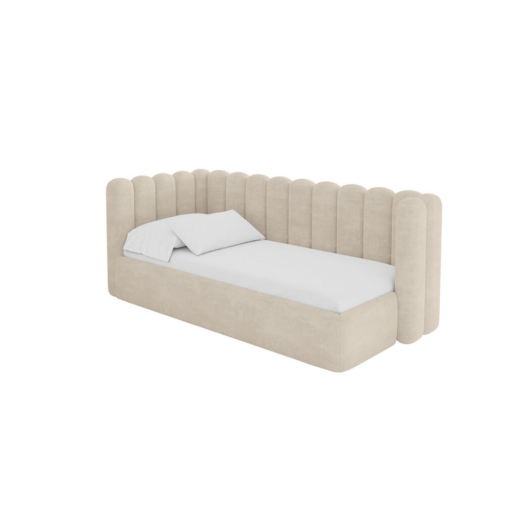 ALTDECOR JEDNOLŮŽKOVÁ POSTEL pro mládež s úložným prostorem, vpravo - HUGY 100x200 béžová