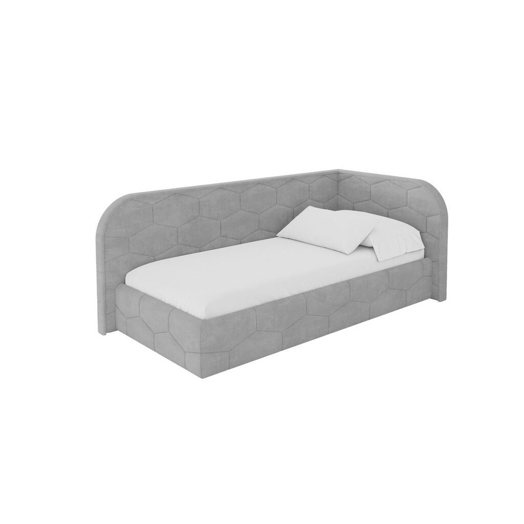 ALTDECOR JEDNOLŮŽKOVÁ POSTEL pro mládež s úložným prostorem a matrací H3/H4, vlevo - JAXY 90x200 šedá
