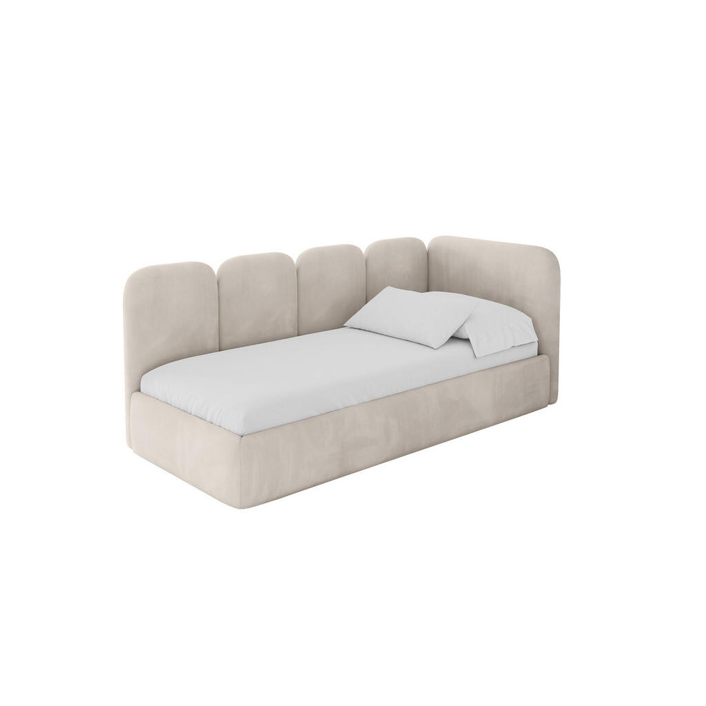 ALTDECOR JEDNOLŮŽKOVÁ POSTEL pro mládež s úložným prostorem a matrací H3/H4, vlevo - VELY 80x200 béžová