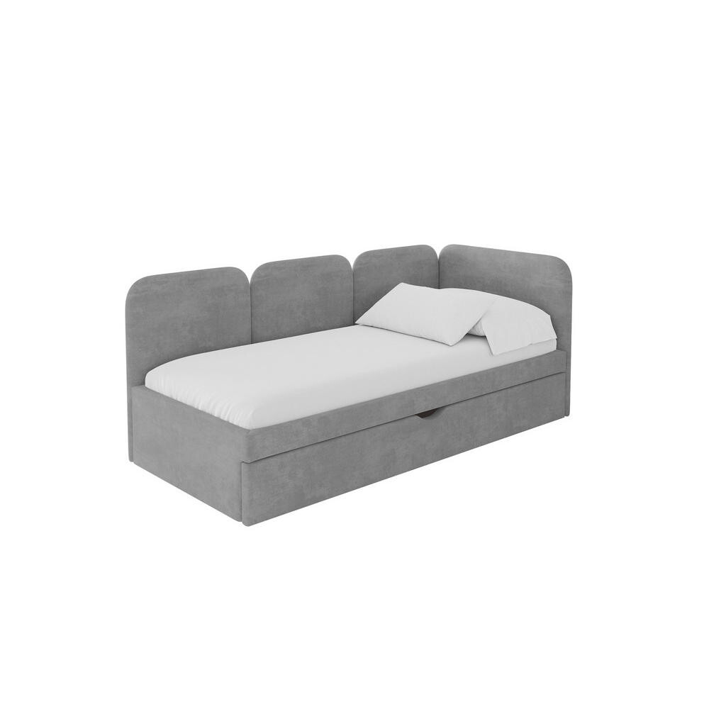 ALTDECOR JEDNOLŮŽKOVÁ POSTEL pro mládež s úložným prostorem, vlevo - ALVY 90x200 šedá