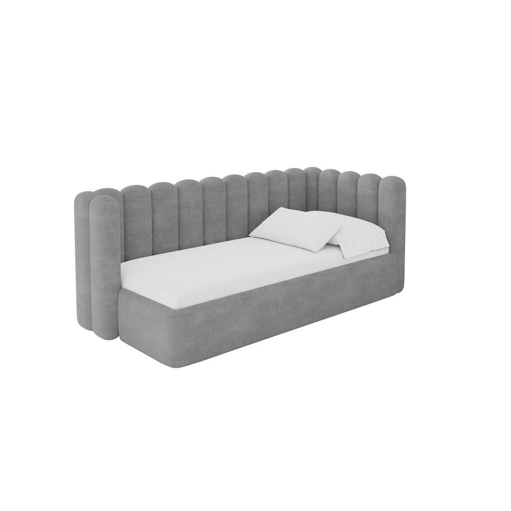 ALTDECOR JEDNOLŮŽKOVÁ POSTEL pro mládež s úložným prostorem a matrací H3/H4, vlevo - HUGY 100x200 šedá