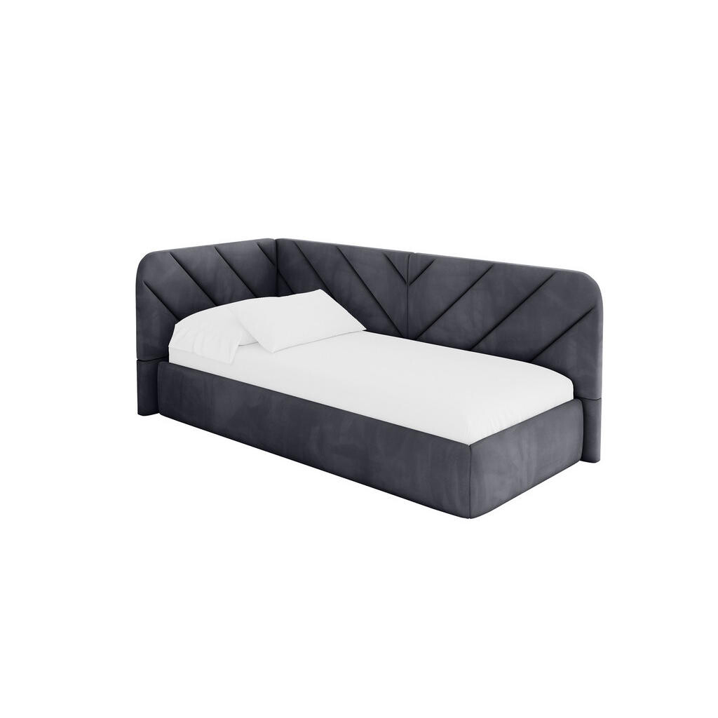 ALTDECOR JEDNOLŮŽKOVÁ POSTEL pro mládež s úložným prostorem, vpravo - FIKY 90x200 tmavě šedá