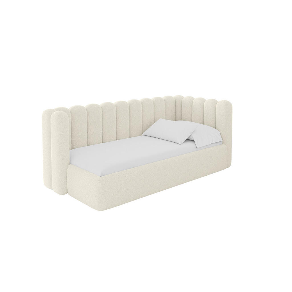 ALTDECOR JEDNOLŮŽKOVÁ POSTEL pro mládež s úložným prostorem a matrací H3/H4, vlevo - HUGY 90x200 béžová