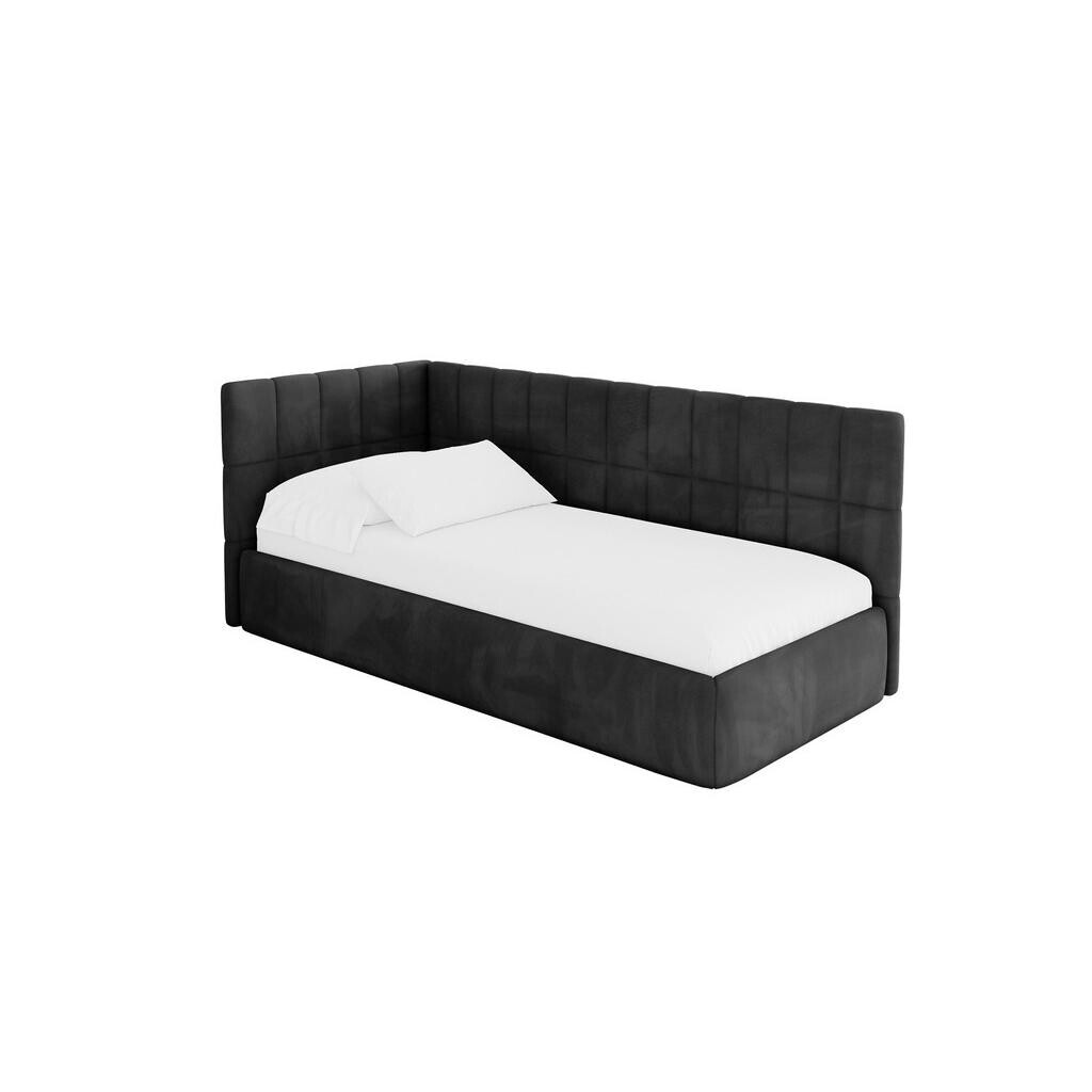 ALTDECOR JEDNOLŮŽKOVÁ POSTEL pro mládež s úložným prostorem a matrací H3/H4, vpravo - TULY 80x200 černá