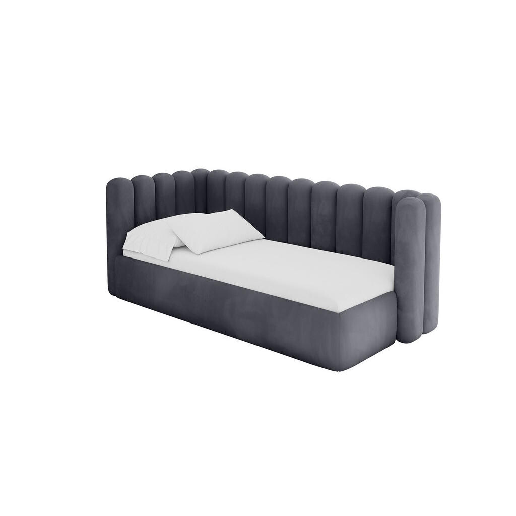ALTDECOR JEDNOLŮŽKOVÁ POSTEL pro mládež s úložným prostorem, vpravo - HUGY 80x200 tmavě šedá