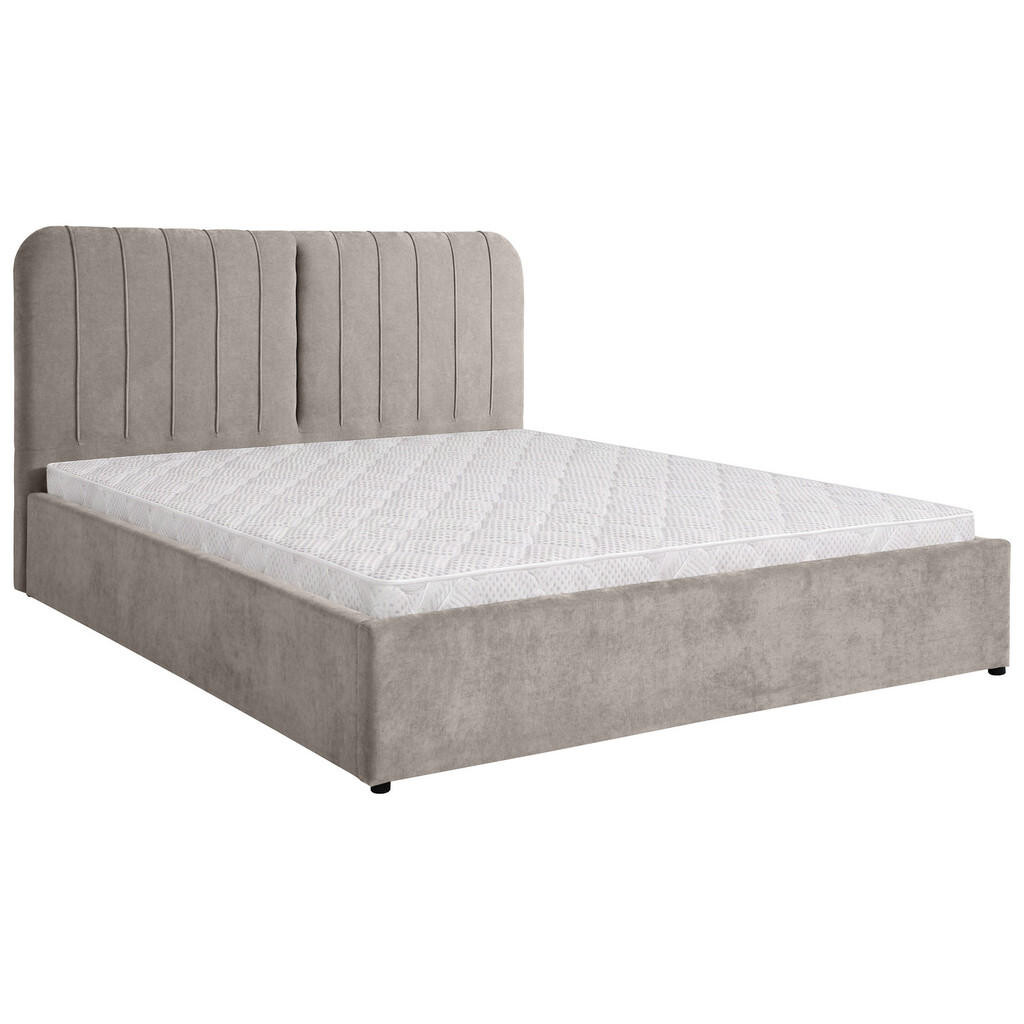 Beautysofa ČALOUNĚNÁ POSTEL Livre s pěnovou matrací 10 cm, s úložným prostorem, 160x200 cm, žinylková látka, tmavě béžová