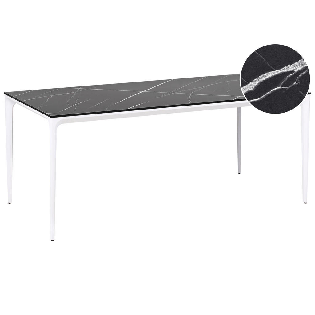 Beliani ZAHRADNÍ STŮL 180/90 cm Mramor Look Černý Mramor Sovareto