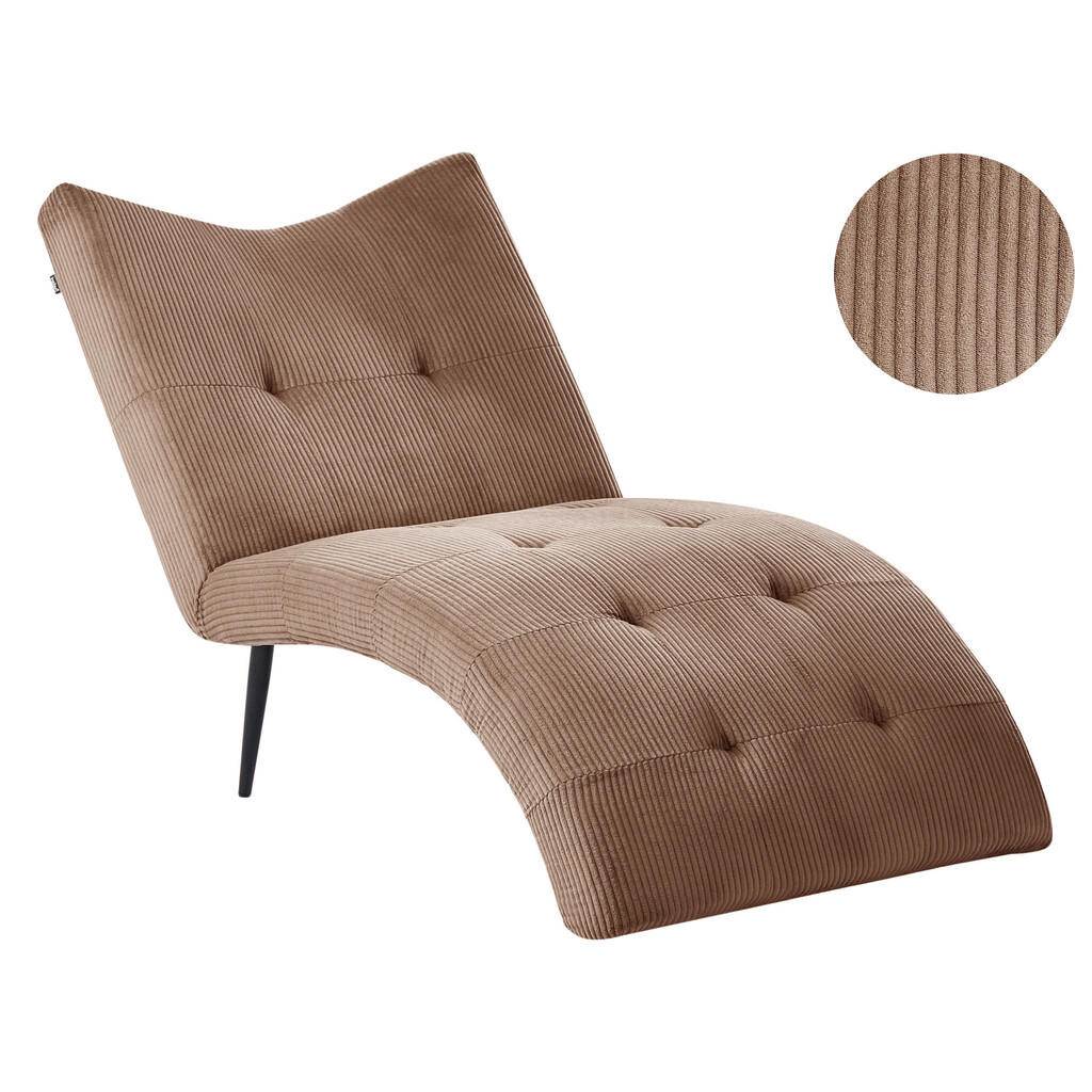 Beliani ČALOUNĚNÉ LEHÁTKO CHAISE LONGUE Manšestr Pískově béžové Quilly