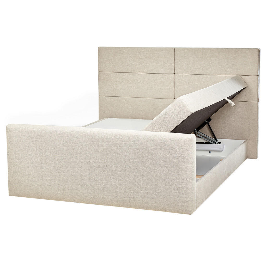 Beliani BOXSPRINGOVÁ POSTEL 160/200 cm Světlá Béžová Aristocrat