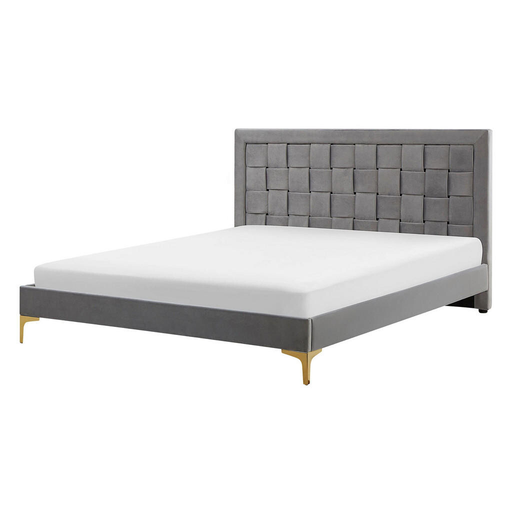 Beliani MANŽELSKÁ POSTEL 140/200 cm Šedá Limoux