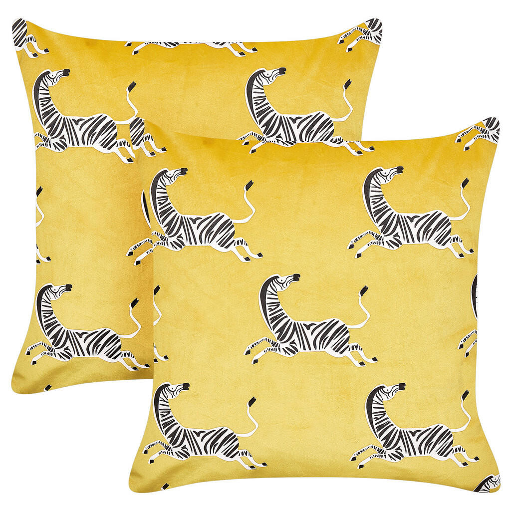 Beliani DEKORATIVNÍ POLŠTÁŘ sada 2 ks Žlutý 45/45 cm Aconitum
