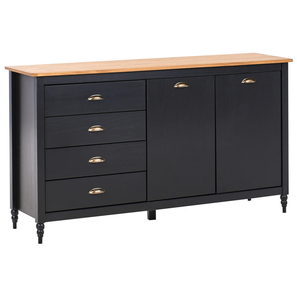 Beliani SIDEBOARD se 2 dveřmi Borovicové dřevo Černý Shillington