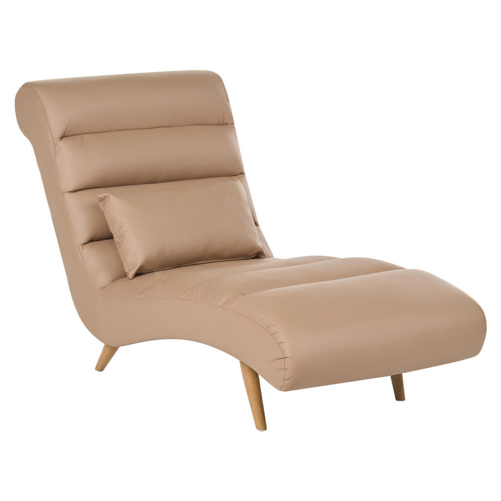 Beliani ČALOUNĚNÉ LEHÁTKO CHAISE LONGUE Umělá kůže Světle hnědé Rives