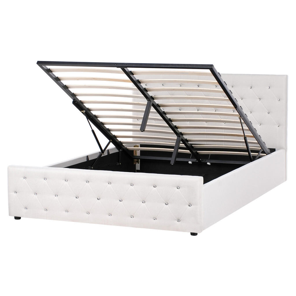 Beliani POSTEL s úložným prostorem 160/200 cm Látka Béžová Amiens