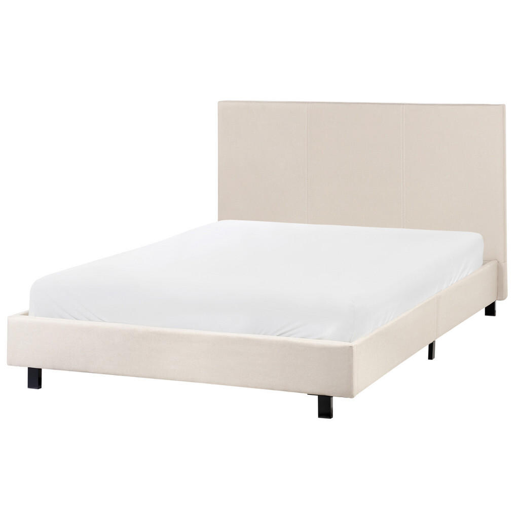 Beliani POSTEL s roštem 120/200 cm Látka Béžová Albi