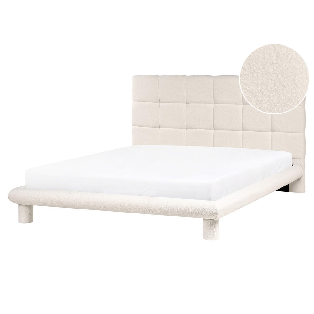 Beliani POSTEL s roštem 160/200 cm Krémově bílá Cressat