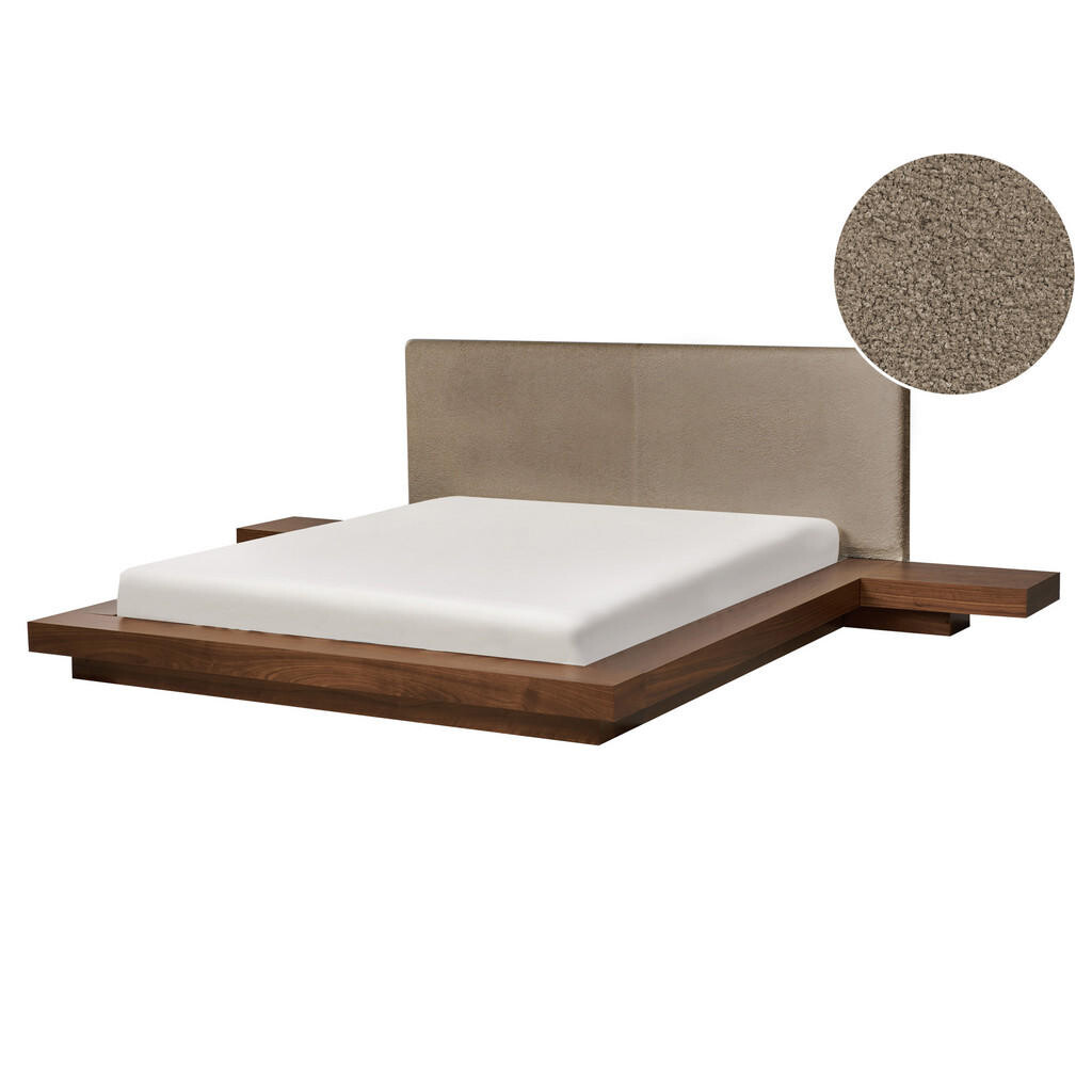Beliani POSTEL s roštem 160/200 cm MDF deska Taupe Zen