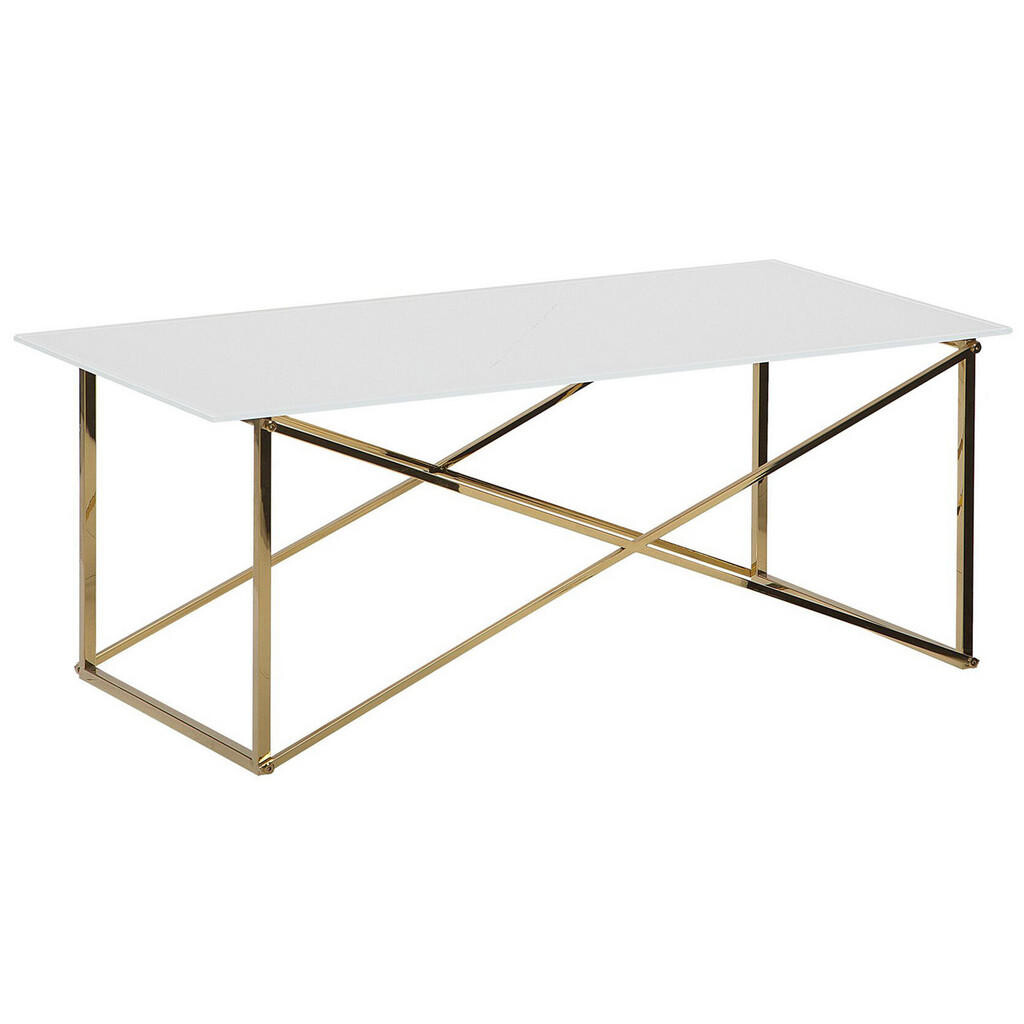 Beliani KONFERENČNÍ STOLEK bílý/zlatý obdélníkový 100/50 cm Emporia