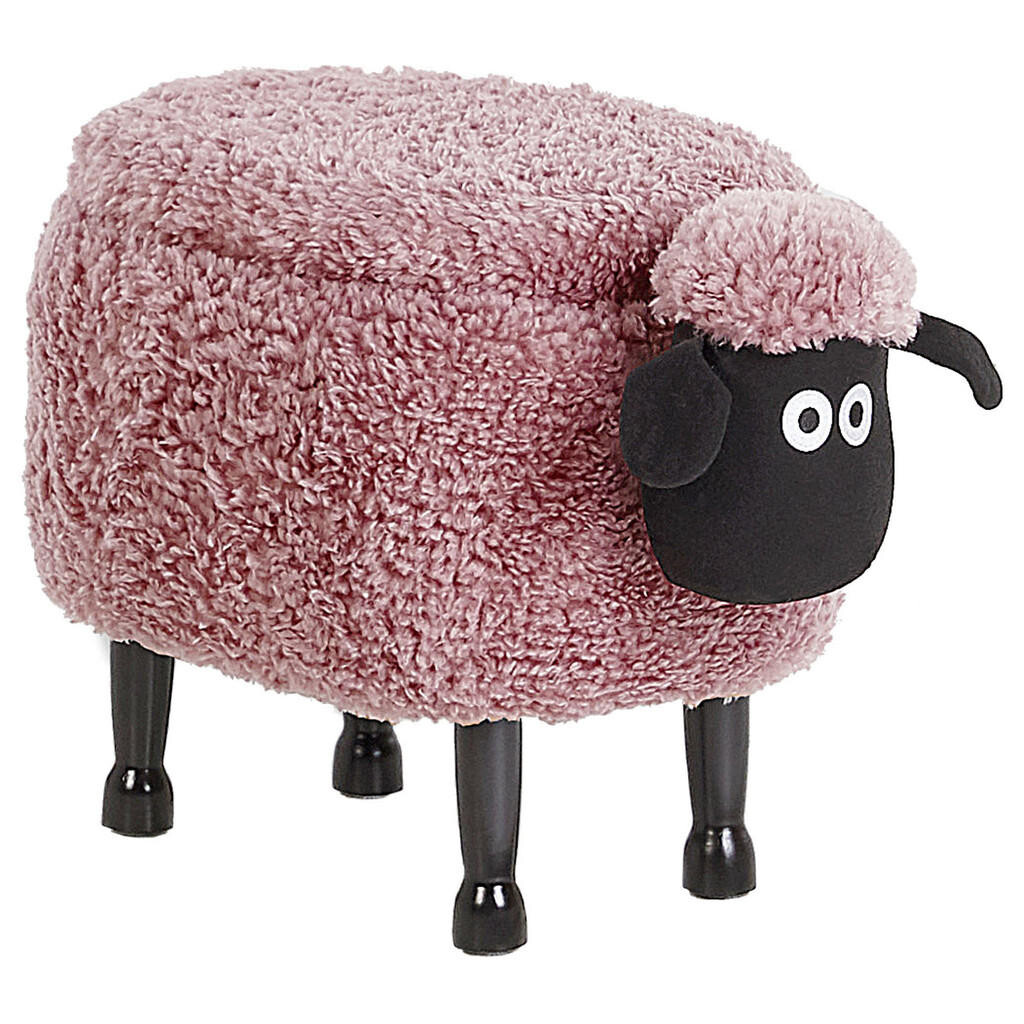 Beliani STOLIČKA VE TVARU ZVÍŘÁTKA Růžová Sheep 35/55/40 cm