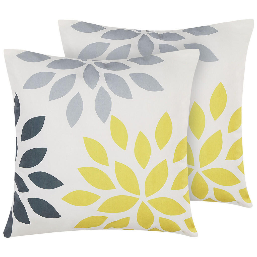 Beliani ZAHRADNÍ POLŠTÁŘ sada 2 ks Blättermotiv barevný 45/45 cm Riale