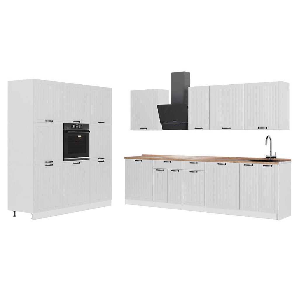 Vicco KUCHYŇSKÝ KOUT Fame-Line, Bílý venkovský dům/Bílá, 460 cm, PD Dub