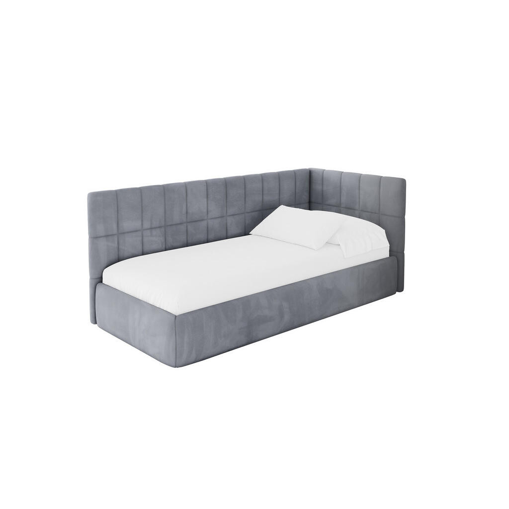ALTDECOR JEDNOLŮŽKOVÁ POSTEL pro mládež s úložným prostorem a matrací H3/H4, vlevo - TULY 80x200 šedá