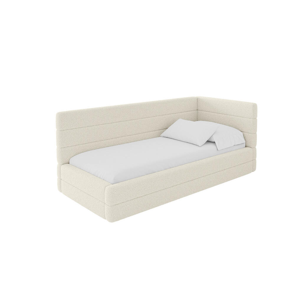 ALTDECOR JEDNOLŮŽKOVÁ POSTEL pro mládež s úložným prostorem a matrací H3/H4, vlevo - BEMY 100x200 béžová