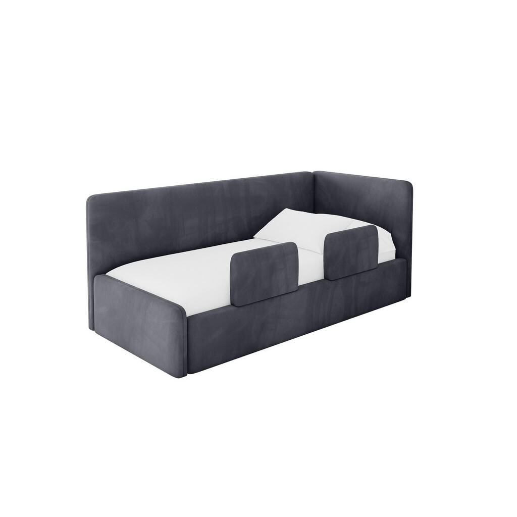 ALTDECOR JEDNOLŮŽKOVÁ POSTEL pro mládež s úložným prostorem a matrací H3/H4, vlevo - NORY 80x200 tmavě šedá