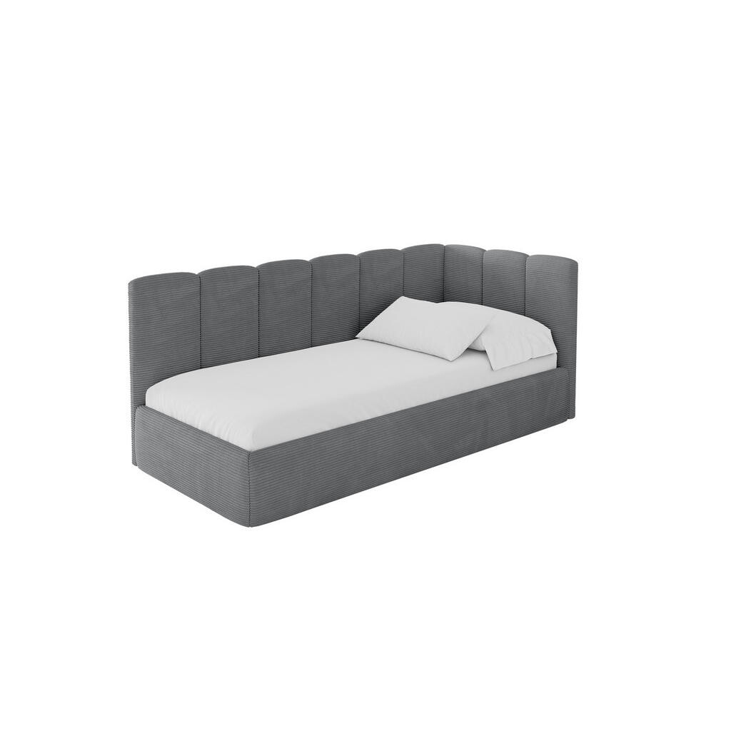 ALTDECOR JEDNOLŮŽKOVÁ POSTEL pro mládež s úložným prostorem, vlevo - DEXY 100x200 tmavě šedá
