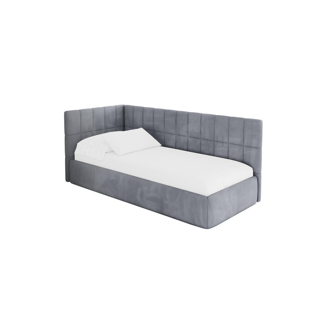 ALTDECOR JEDNOLŮŽKOVÁ POSTEL pro mládež s úložným prostorem, vpravo - TULY 90x200 šedá