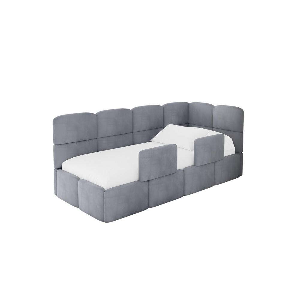 ALTDECOR JEDNOLŮŽKOVÁ POSTEL pro mládež s úložným prostorem a matrací H3/H4, vlevo - KIVY 90x200 šedá
