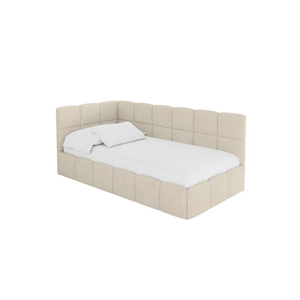 ALTDECOR JEDNOLŮŽKOVÁ POSTEL pro mládež s úložným prostorem vpravo, bez matrace - LIVY 90x200 béžová