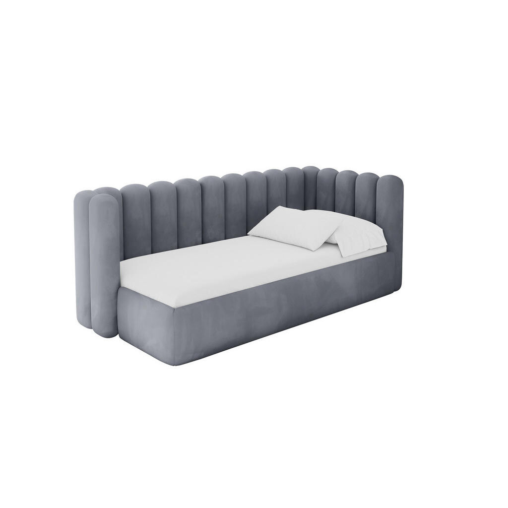 ALTDECOR JEDNOLŮŽKOVÁ POSTEL pro mládež s úložným prostorem, vlevo - HUGY 100x200 šedá