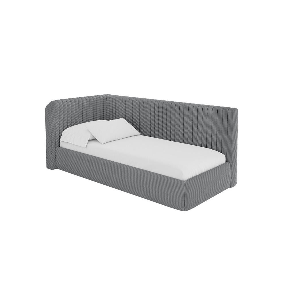 ALTDECOR JEDNOLŮŽKOVÁ POSTEL pro mládež s úložným prostorem a matrací H3/H4, vpravo - AURY 80x200 tmavě šedá
