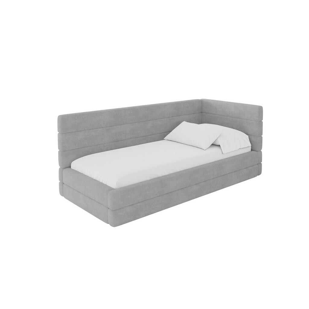 ALTDECOR JEDNOLŮŽKOVÁ POSTEL pro mládež s úložným prostorem a matrací H3/H4, vlevo - BEMY 100x200 šedá