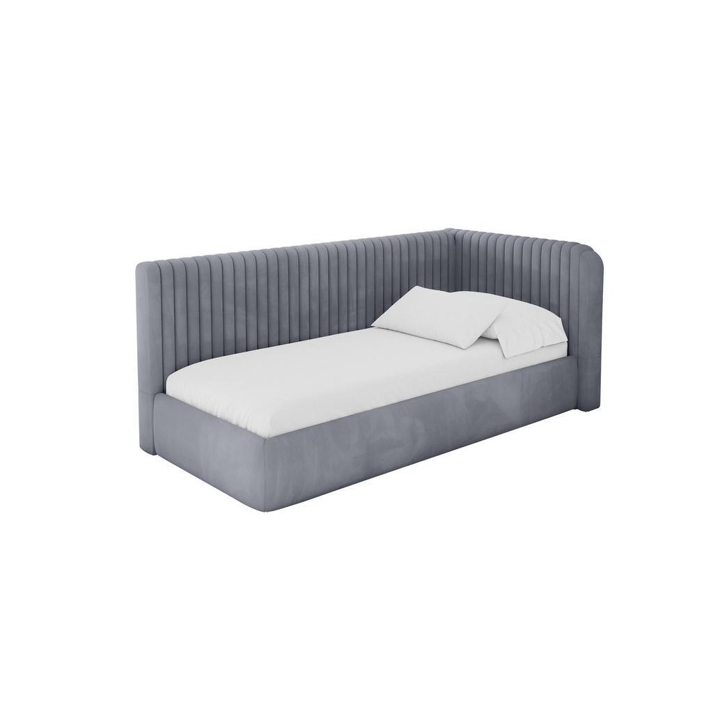 ALTDECOR JEDNOLŮŽKOVÁ POSTEL pro mládež s úložným prostorem a matrací H3/H4, vlevo - AURY 90x200 šedá