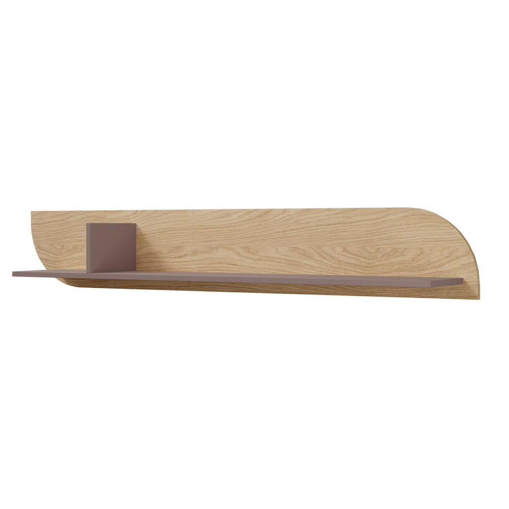 Beautysofa NÁSTĚNNÝ REGÁL Camel, 150 cm s dekorativní zadní stěnou, jarní dub + Toffee