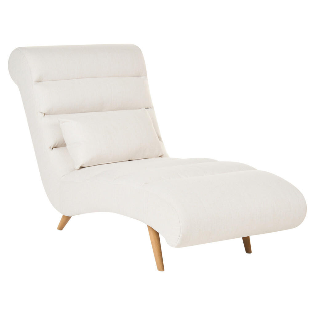 Beliani ČALOUNĚNÉ LEHÁTKO CHAISE LONGUE Látka Krémově bílé Rives