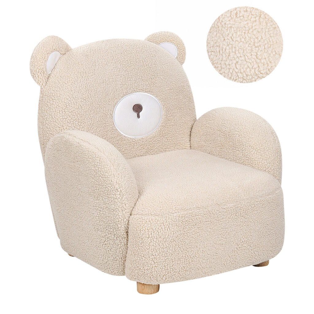 Beliani DĚTSKÉ KŘESLO Teddybär Bouclé Béžové Boo