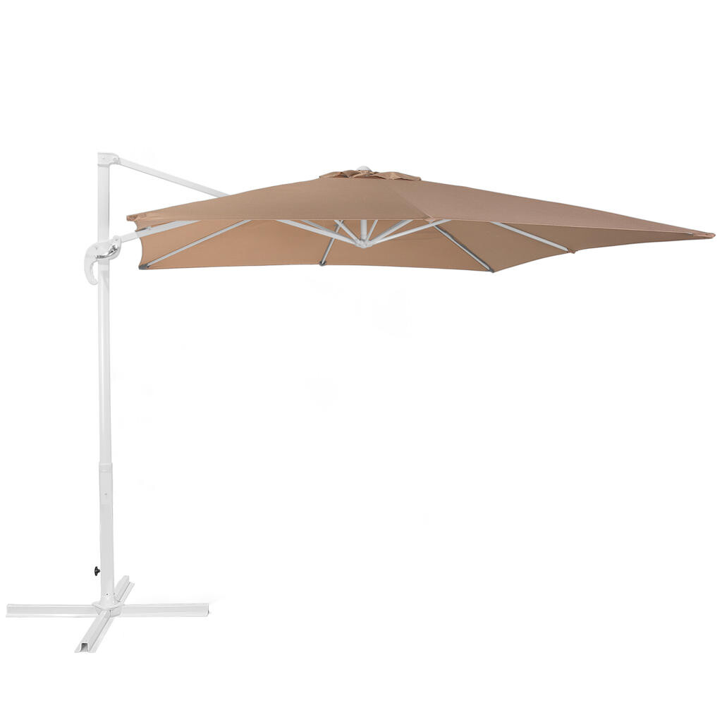 Beliani VÝKYVNÝ SLUNEČNÍK pískově béžový/bílý 250/250/235 cm Monza