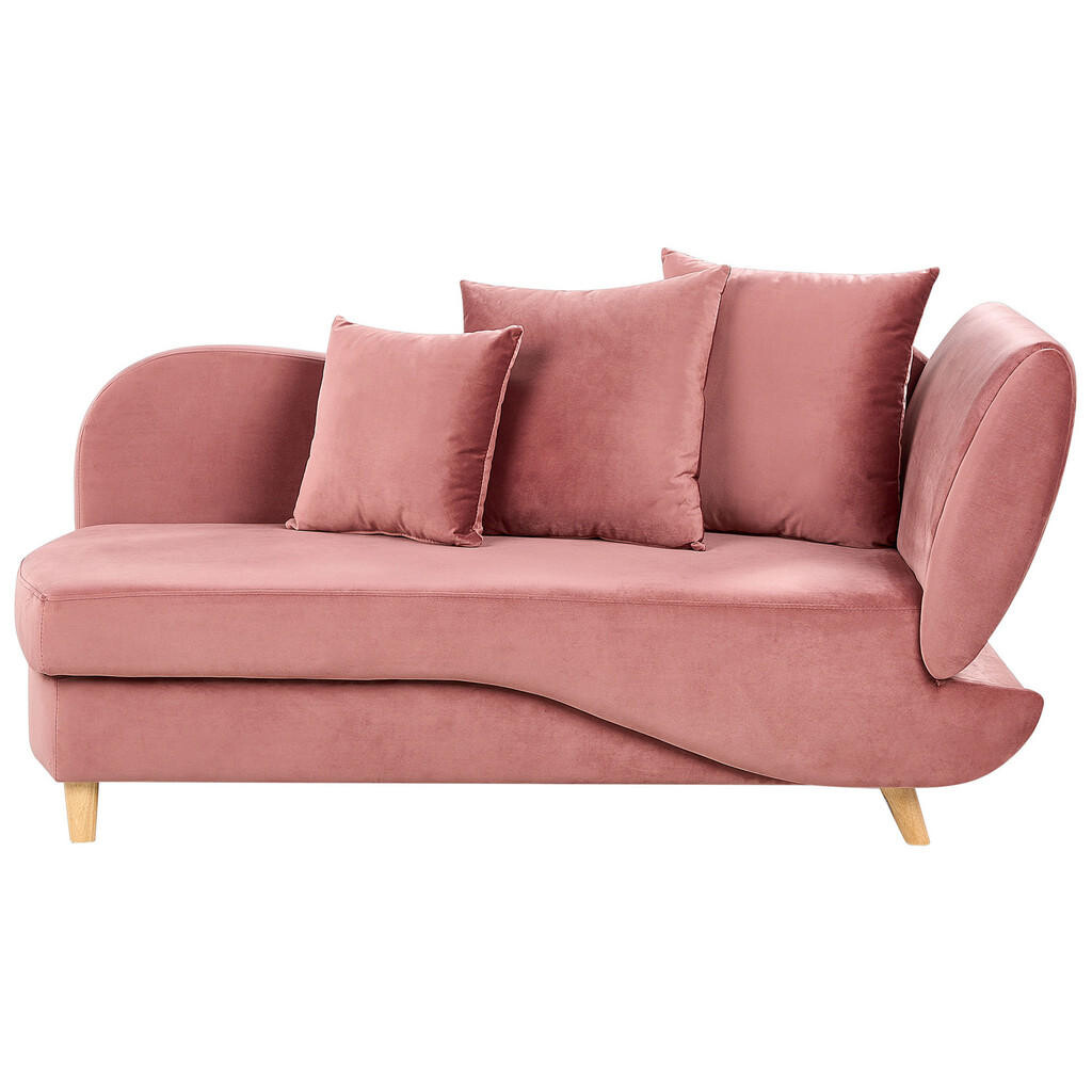 Beliani ČALOUNĚNÉ LEHÁTKO CHAISE LONGUE PRAVOSTRANNÉ RŮŽOVÉ Meri