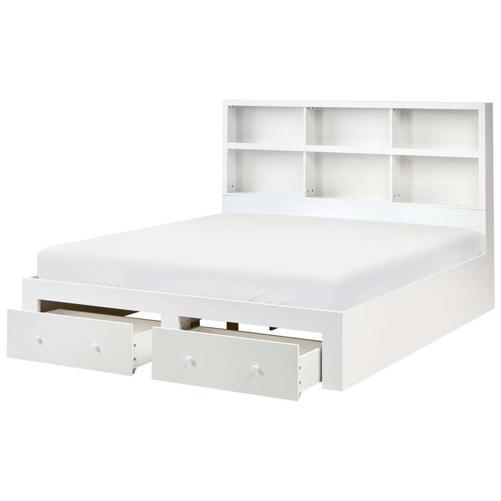 Beliani POSTEL s zásuvkami 180/200 cm MDF deska Bílá Tarare