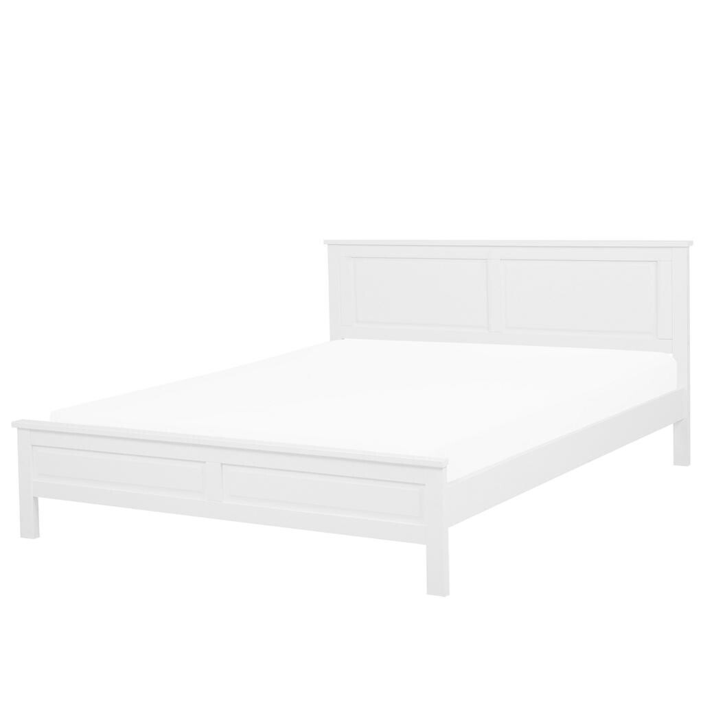 Beliani DŘEVĚNÁ POSTEL 160/200 cm Bílá Olivet