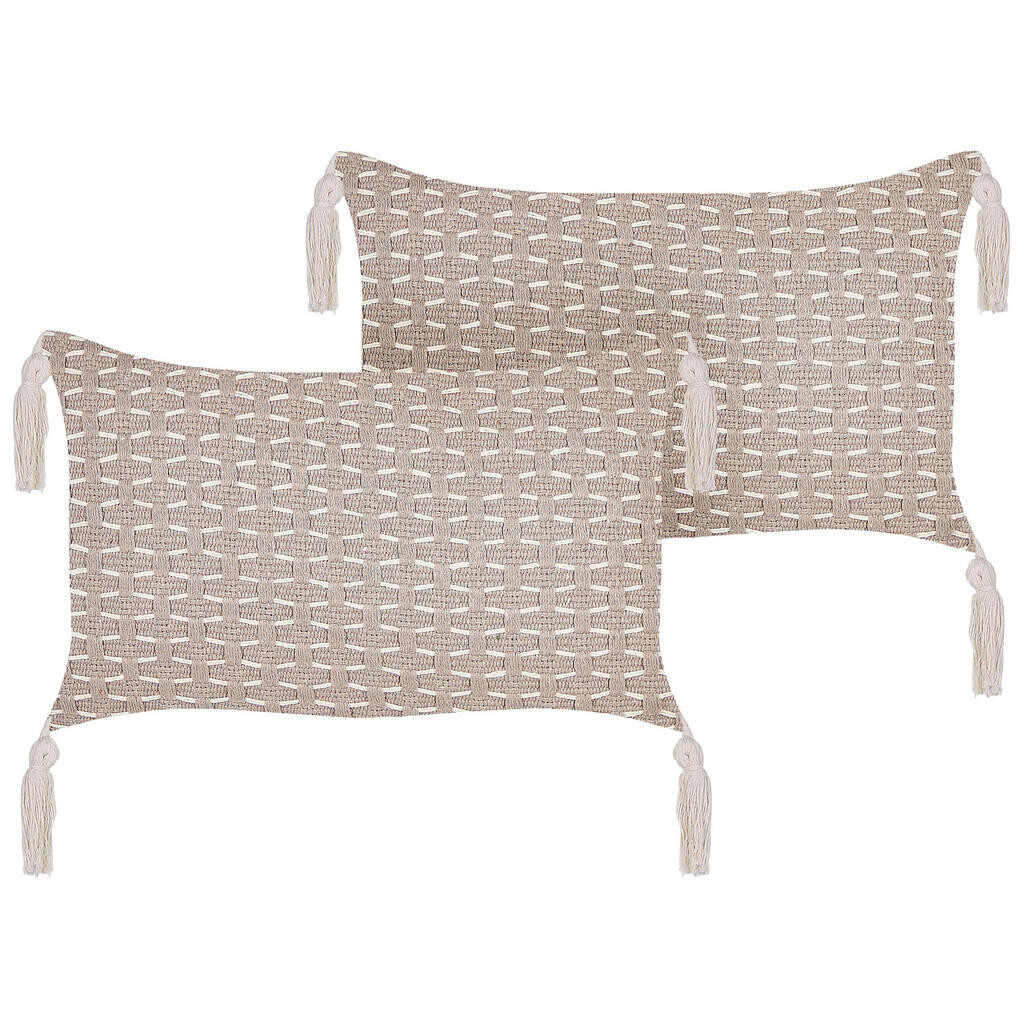 Beliani DEKORATIVNÍ POLŠTÁŘ sada 2 ks Taupe 45/25 cm Hakone