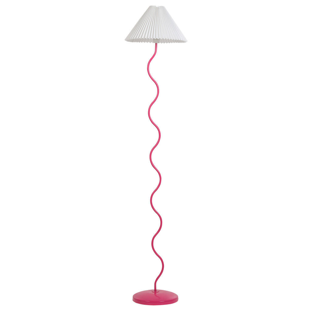 Beliani STOJACÍ LAMPA Bílá/Růžová Jikawo